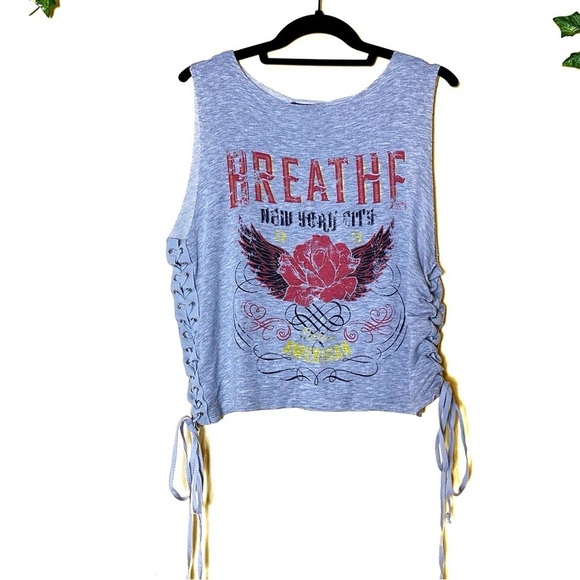 Toska Gray Graphic Tank Top “Breathe” - Size S - Picture 1 of 4